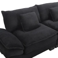Oversized Two-Seater Sofa with Modern Deep-Seated Modular Design, Comfortable Daybed with Ergonomic Curves, 224L x 81W x 81H cm, Black(m-10)