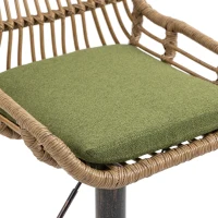 Set of 2 Swivel Bar Stools with Padded Linen Seat and Iron Frame, Height-Adjustable Counter Chairs with Metal Disc Base, 48L x 49W x 109H cm, Green(m-10)