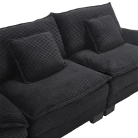 Oversized Two-Seater Sofa with Modern Deep-Seated Modular Design, Comfortable Daybed with Ergonomic Curves, 224L x 81W x 81H cm, Black(m-11)