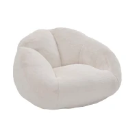 Shell-Shaped Bean Bag Chair with High-Rebound Memory Foam Filling, Ergonomic Floor Lounger with Faux Fur Removable Cover, 100L x 90W x 57H cm, Beige(m-15)