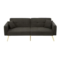 Convertible Sofa Bed with 3‑Position Adjustable Backrest, Comfortable Daybed with High‑Density Foam Seat, 176L x 64W x 75H cm, Dark Gray(m-2)