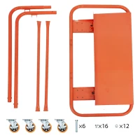 Carrinho para placas de gesso cartonado, estrutura de aço, rodas giratórias com travões, 116x57x114 cm, Laranja(m-13)
