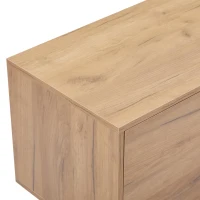 Living Room TV Cabinet with Multi‑Functional Chipboard Storage, Modern TV Stand with 2 Diagonal Drawers, 173L x 38W x 48H cm, Natural Wood(m-14)