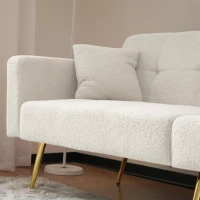 Convertible Sofa Bed with 3‑Position Adjustable Backrest, Comfortable Daybed with High‑Density Foam Seat, 176L x 64W x 75H cm, White(m-6)