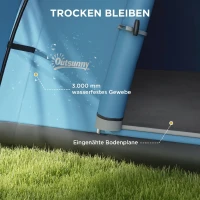 Outsunny Campingzelt für 5-6 Pers., Familienzelt, wasserdicht, mit Vorzelt, 550L x 300B x 198Hcm, Blau(m-5)