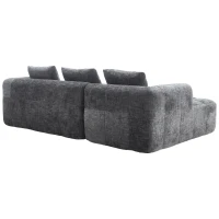 Oversized Modular L-Shaped Sofa with Deep-Seated Sleeper Design, Plush Sectional Sofa with Hidden Side Pockets, 250L x 158W x 60H cm, Grayi(m-15)