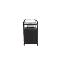 Carrito de bar para exterior con depósito para hielo, ruedas bloqueables, para jardín, zona de piscina y patio trasero, 131x50x91 cm, Negro(m-5)