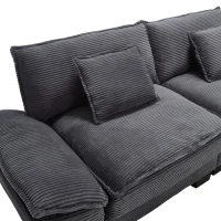 Oversized Two-Seater Sofa with Modern Deep-Seated Modular Design, Comfortable Daybed with Ergonomic Curves, 224L x 81W x 81H cm, Dark Gray(m-10)