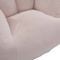Shell-Shaped Bean Bag Chair with High-Rebound Memory Foam Filling, Ergonomic Floor Lounger with Faux Fur Removable Cover, 100L x 90W x 57H cm, Pink(m-12)
