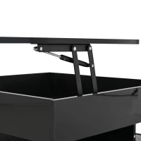 Lift-Up Coffee Table with App-Controlled LED Light Strip and Hidden Storage, Stylish Center Table with 2 Drawers, 65L x 65W x 38.5H cm, Black(m-11)