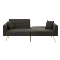 Convertible Sofa Bed with 3‑Position Adjustable Backrest, Comfortable Daybed with High‑Density Foam Seat, 176L x 64W x 75H cm, Dark Gray(m-12)