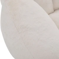 Shell-Shaped Bean Bag Chair with High-Rebound Memory Foam Filling, Ergonomic Floor Lounger with Faux Fur Removable Cover, 100L x 90W x 57H cm, Beige(m-12)