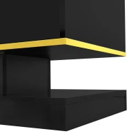 Modern TV Cabinet with 3 Drawers and Open Compartment, Contemporary TV Stand with Colour‑Changing LED Strip, 180L x 38W x 45H cm, Black(m-10)