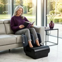 HOMCOM 2-in-1 Beinmassagegerät mit Wärme, Luftkompression, Timer, 3 Modi & Intensitäten, Blau und Schwarz(m-2)