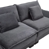 Oversized Two-Seater Sofa with Modern Deep-Seated Modular Design, Comfortable Daybed with Ergonomic Curves, 224L x 81W x 81H cm, Dark Gray(m-11)