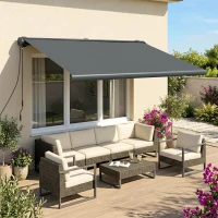 Outsunny 4 x 3(m) Full Cassette Electric Awning with Remote Controller, Aluminium Frame DIY Retractable Garden Awning, UPF50+ Sun Shade Canopy for Deck Door Window, Dark Grey(m-2)