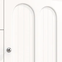 Smart Pantry Cabinet with App-Controlled LED Lights and Solid Pine Legs, Modern Kitchen Pantry with Spacious 3-Drawer Storage, 120L x 40W x 180H cm, White(m-8)