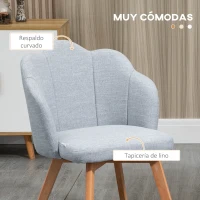HOMCOM Set de 2 Sillas de Comedor Tapizadas Lino Sintético Acolchadas Carga 120 kg 58x60x82 cm Gris(m-5)