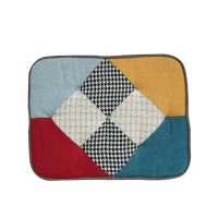 Rocking Chair and Footstool Set with Back Cushion, Quilted Patchwork Leisure Chair Solid with Wood and Iron Legs, 100L x 69.5W x 88.5H cm, Colorful(m-9)