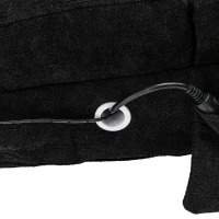 Fabric Relaxation Chaise Longue with Gentle Vibration, Contoured Ergonomic Floor Lounger with Side Pocket, 148L x 55W x 87H cm, Black(m-12)