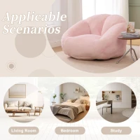 Shell-Shaped Bean Bag Chair with High-Rebound Memory Foam Filling, Ergonomic Floor Lounger with Faux Fur Removable Cover, 100L x 90W x 57H cm, Pink(m-8)