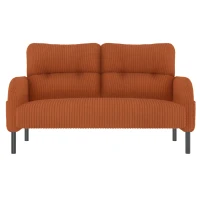 Modern Two-Seater Corduroy Sofa with High-Rebound Springs, Comfortable Loveseat with Side Storage Pockets, 120L x 65W x 79H cm, Orange(m-2)