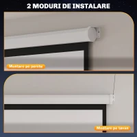 HOMCOM Écran de projection 189,5 x 189,5 cm 233,7 cm 1:1 HD 4K Écran déroulant pour home cinéma pour home cinéma bureau-Präsentationen(m-4)