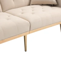 Modern 2-Seater Sofa with 3-Position Adjustable Backrest, Convertible Loveseat with Thick Padded Cushions, 165L x 72.5W x 75H cm, Beige(m-10)