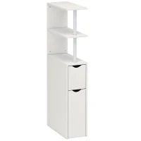HOMCOM Dulap de Baie Slim cu Sertare și Rafturi, Dulap Economisitor de Spațiu cu Sertar pe Roți, Coloană de Baie pentru Sufragerie sau Living, 20x45x115 cm, Alb(m-1)
