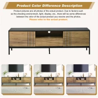 Low-Profile Nordic TV Cabinet with 2 cabinets and Open Shelves, Stylish TV Stand with Chipboard Construction, 170L x 35W x 50H cm, Natural(m-4)