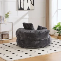 Giant Bean Bag Chair with Shredded Memory Foam, Pre-Filled Lounge Chair with High Back, 108L x 108W x 52H cm, Dark Gray(m-8)
