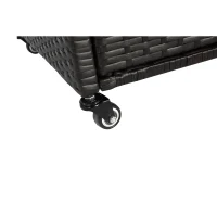 Carrito de bar para exterior con depósito para hielo, ruedas bloqueables, para jardín, zona de piscina y patio trasero, 131x50x91 cm, Negro(m-12)