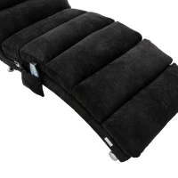 Fabric Relaxation Chaise Longue with Gentle Vibration, Contoured Ergonomic Floor Lounger with Side Pocket, 148L x 55W x 87H cm, Black(m-10)