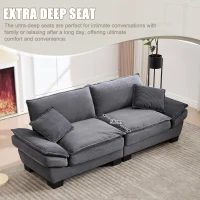 Oversized Two-Seater Sofa with Modern Deep-Seated Modular Design, Comfortable Daybed with Ergonomic Curves, 224L x 81W x 81H cm, Dark Gray(m-5)