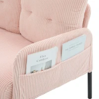 Oversized Two-Seater Corduroy Sofa with Ergonomic Curves, Comfortable Loveseat with Dual Side Storage Pockets, 171L x 72W x 80H cm, Pink(m-8)