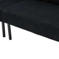 Oversized Two-Seater Corduroy Sofa with Ergonomic Curves, Comfortable Loveseat with Dual Side Storage Pockets, 171L x 72W x 80H cm, Black(m-7)