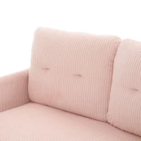 Oversized Two-Seater Corduroy Sofa with Ergonomic Curves, Comfortable Loveseat with Dual Side Storage Pockets, 171L x 72W x 80H cm, Pink(m-6)