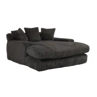 Modern Oversized Chaise Lounge Chair with Memory Foam Seat, Versatile Sofa Bed for Living Room or Bedroom, 155L x 125W x 63H cm, Black(m-15)