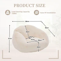 Shell-Shaped Bean Bag Chair with High-Rebound Memory Foam Filling, Ergonomic Floor Lounger with Faux Fur Removable Cover, 100L x 90W x 57H cm, Beige(m-3)