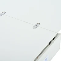 Multifunctional White Coffee Table with Integral Power Outlet, Modern Center Table with App-Controlled LED Light, 100L x 50W x 51.5H cm, White(m-11)
