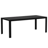 Outsunny Gartentisch Kunststoff 190 x 84,5 x 72 cm UV- & Wetterfest Balkontisch mit Holzoptik, Holzstrukur, rutschfest Buffettisch für 6 Personen Outdoor Esstisch für Garten, Balkon Schwarz(m-9)