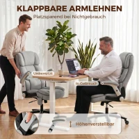 HOMCOM Bureaustoel met airbag-lendensteun, opklapbare armleuningen, pocketveren, lichtgrijs(m-7)