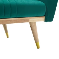 Convertible Futon Sofa Bed with 3-Position Adjustable Backrest, Modern Fleece Loveseat with Solid Wood Legs, 197.5L x 86W x 60H cm, Green(m-12)