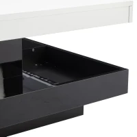Contemporary Coffee Table with Large-Capacity Lower Shelf, 2-Tone Center Table with Recessed Compartments, 70L x 70W x 36H cm, Black(m-9)