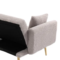 Modern 2-Seater Sofa with 3-Position Adjustable Backrest, Convertible Loveseat with Thick Padded Cushions, 165L x 72.5W x 75H cm, Grey Teddy(m-11)