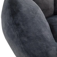 Shell-Shaped Bean Bag Chair with High-Rebound Memory Foam Filling, Ergonomic Floor Lounger with Faux Fur Removable Cover, 100L x 90W x 57H cm, Black(m-9)