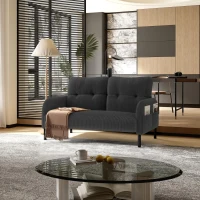 Modern Two-Seater Corduroy Sofa with High-Rebound Springs, Comfortable Loveseat with Side Storage Pockets, 120L x 65W x 79H cm, Gray(m-1)