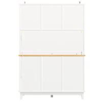 Smart Pantry Cabinet with App-Controlled LED Lights and Solid Pine Legs, Modern Kitchen Pantry with Spacious 3-Drawer Storage, 120L x 40W x 180H cm, White(m-11)