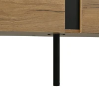 Natural-Wood TV Cabinet with Open Shelves and Soft-Close Doors, Stylish TV Stand with Durable Chipboard Construction, 180L x 40W x 55H cm, Natural(m-10)