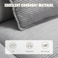 Oversized Two-Seater Sofa with Modern Deep-Seated Modular Design, Comfortable Daybed with Ergonomic Curves, 224L x 81W x 81H cm, Light Gray(m-8)